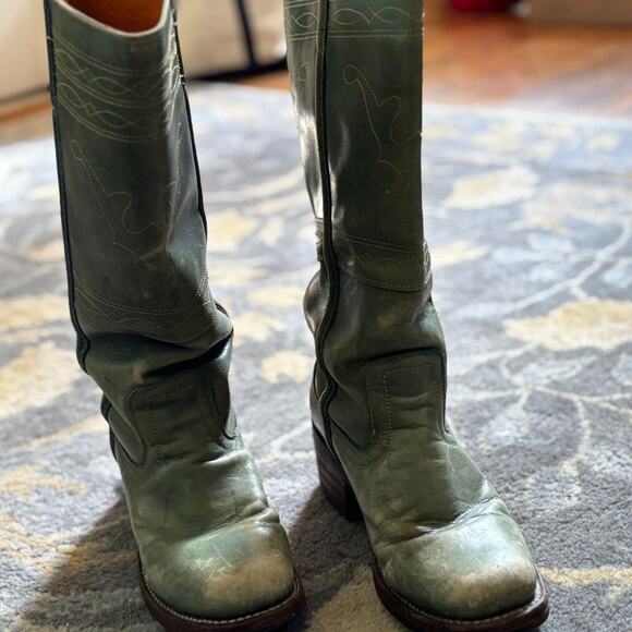 Vintage teal Frye 14L campus boots - Picture 2 of 7